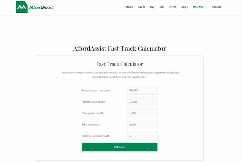 AffordAssist Fast Track Calculator